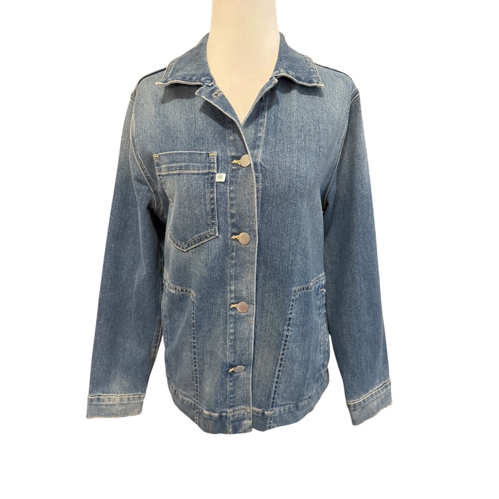 AG Adriano Goldschmied Womens Blue Denim Chore Jacket Medium Wash Size Small
